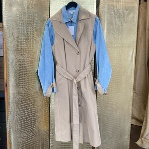 NWT Mable mixed media denim trench coat